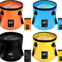 Tessco for you 4 Pcs 20L Collapsible Bucket with Handle 5 Gallon Portable Folding Bucket Foldable Water Container for Camping Hiking Fishing Beach Car Washing (Blue, Yellow, Orange, Black)