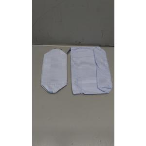 2 Pieces Makeup Bag Set Cute Cosmetic Pouch for Women Seersucker Travel Toiletry Bag Preppy Small Makeup Purse Pouch Aesthetic Skincare Brushes Storage Organizer for Christmas Women(Blue)