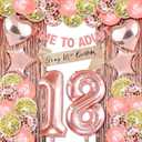 18th Birthday Decorations For Girls Happy 18 Birthday Decorations For Girls 18 Letter Balloon Numbers Happy 18th Birthday Banner Decor Rose Gold eighteen Girl Time To Adult Banner