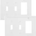 2-Pack Combo Decorator/Double Toggle Light Switch Cover Plate, Pure White Pearls Decorative Switch Plates and Outlet Covers, Metal Wall Plates for Electrical Outlets