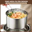 Stainless Steel Deep Fryer Pot with Basket,3.1L Stockpot for Home Use Frying, Pasta, Soup & Stews, 304 Stainless Steel, Glass Lid, Strainer Basket for All Stovetops