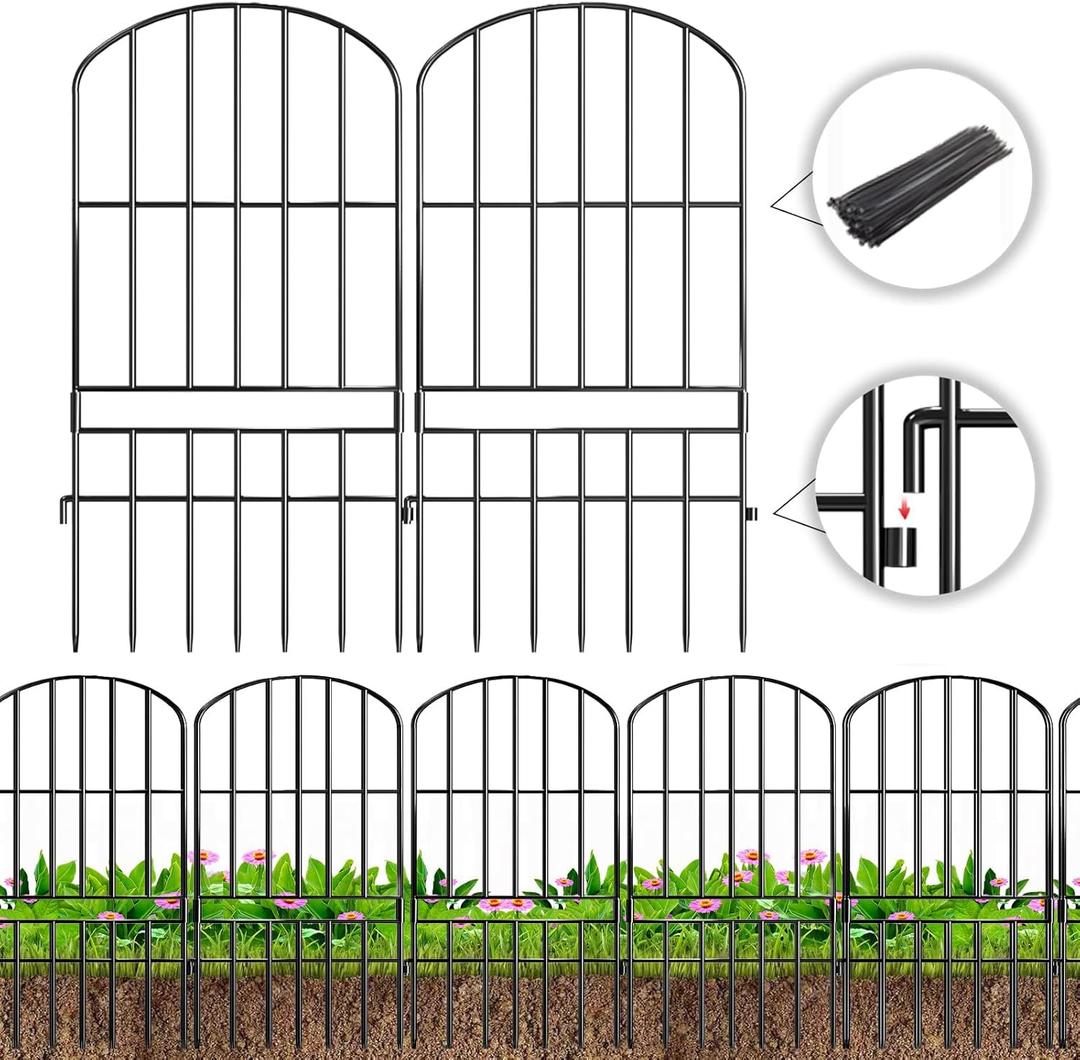 Adavin Animal Barrier Garden Fence,15 Pack Black 12''L x 25" H no dig Fence, Underground dig Protection for Dog Rabbits Rustproof Metal Wire Panel Border, 15 ft Ground Stakes for Outdoor Patio (12''LX25''H-15 Pack)