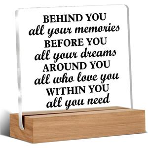 Graduation Gifts Behind You All Your Memories Acrylic Plaque Sign With Wooden Stand Desk Decor