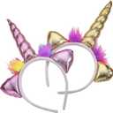 7 x Unicorn Collection - Sparkly Flexible Unicorn Horns, Party Hats for Girls, Kids' Birthday Party Supplies (Pack of 12)