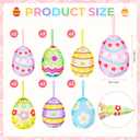 12 PCS 3D Easter Eggs Felt Ornaments for Tree Colorful Spring Eggs Felt Hanging Decoration with Rope Decorative Egg Felted Ornament Supplies for Easter Basket Stuffers Spring Party Decor Garland Craft