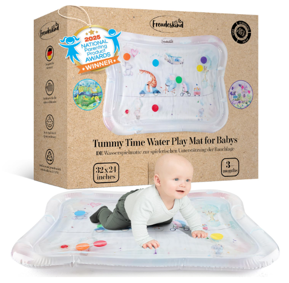 Premium Water Play Mat XXL – Award-Winning Inflatable Tummy Time Water Mat – Sensory & Motor Development Designed by Professional Educators – Certified 100% Baby-Safe Materials