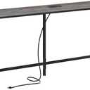 SUPERJARE Console Table with Outlet, 63 Inch Sofa Table with Charging Station, Narrow Hallway Entryway Table, Behind Couch Table Skinny for Entryway, Living Room, Plants, Charcoal Gray (7.9"D x 63"W x 31.5"H)