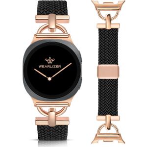 Wearlizer Braided Magnetic Band Compatible with Samsung Galaxy Watch 8 Band 40mm 44mm/Galaxy Watch 8 Classic 46mm, Designer D-Shape Stretchy Elastic Nylon Strap Wristband for Galaxy Watch 8 Women Men