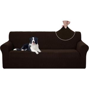 U-NICE HOME Stretch Couch Cover Sofa Cover Washable Sofa Slipcover Furniture Protector for 3 Cushion Couch Sofa Pet Friendly, Large (3-Cushion Sofa), 105"D x 64"W x 35"H (Sofa, Chocolate)
