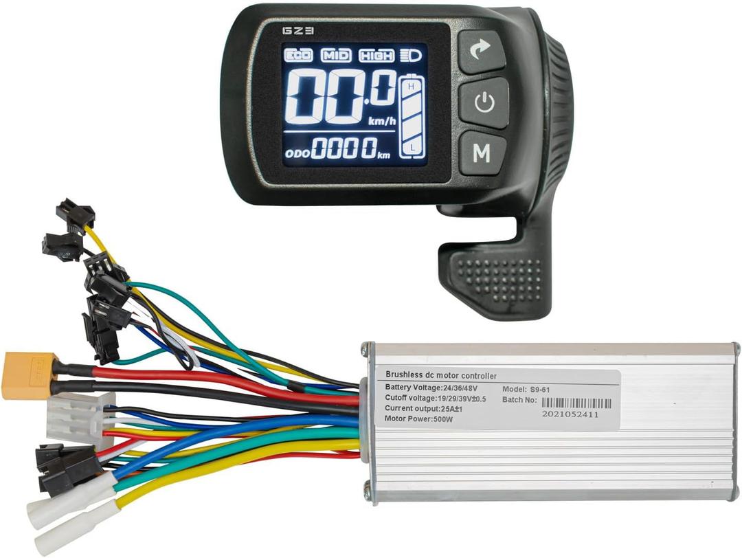 24V 36V 48V Ebike Controller Kit 500W 25A Brushless Motor Controller and Ebike LCD Display Control Panel Electric Bike Controller Scooter Controller Electric Bicycle Speed Controller BLDC