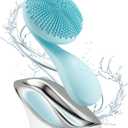 2 in 1 Facial Cleansing Brush,Rotating Magnetic Beads & Massage Cleaning Silicone Face ScrubberWaterproof and Rechargeable Face Scrub Brush (Blue)