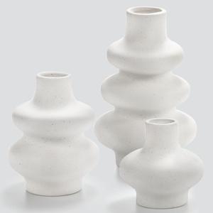 Goaste 3 Pack White Ceramic Vases, Modern Minimalist Bohemian Decor, Decorative Boho Dried Flower Vase, Round Matte Donut Pampas Grass Vase for Wedding Centerpieces Dinner Table Home Decoration