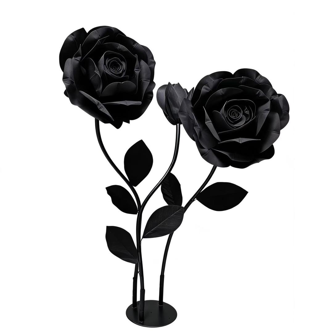 CICIEKAE Giant Velvet Black Rose Artificial Flower, 5.9Ft, 3 Flowers