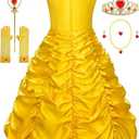Princess Costume Dresses for Girls Costumes Halloween Cosplay Birthday Outfit Yellow, Size 130