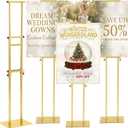Thyle 3 Pcs Gold Wedding Poster Board Holder Stand Height up to 80" Heavy Duty Welcome Sign Stand Double Sided Easel Holder with Base Adjustable Portable Sign for Wedding Restaurant(Metal)
