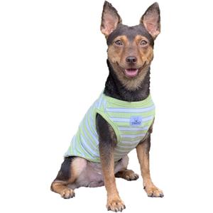 YQYS Dog Shirts Multi-Color Striped Cotton Vest for Small Dogs and Cats Puppy Clothes Teacup Dog Clothing Tank Top for Chihuahua Miniature Pinscher Green Large