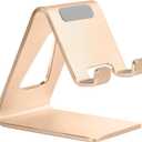 Aoviho Desk Cell Phone Stand Phone Holder, Aluminum Phone Cradle Dock for iPhone17 16 15 14 13 12 pro Mini 11 X Xs max 8 7 6 6s Plus SE Samsung All Smart Phones, Rose Gold