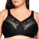 Glamorise Women's Full Figure Wirefree Minimizer Support Bra #1003 (38H, Black)