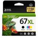 Relcolor 67XL Ink Cartridge Replacement for HP 67 XL Black Color Combo for HP67 HP67XL 2852e 2855e 4200 2827e 2734e 2700 4100 4155e 4255e 2755e 4227e 2700e 2752e 6400 4100e 6458 6455e 6458e 6065e 6000