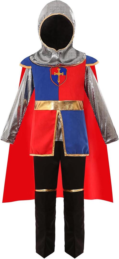 SIZGAROOT Knight Costume Kids Boys Medieval Knight Costume Halloween Party Dress Up (10-12 Years)