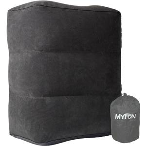 Inflatable Travel Foot Rest Pillow, Adjustable Height Leg Rest Pillow for Cars, Home, Office, Trains, Airplane, Make a Flat Bed for Baby, Kids, Toddlers, Grey, 1 Pack (6"L x 9"W x 12"H)