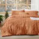 Bedsure Tufted Boho Comforter Set King Size - Pumpkin Boho Bed Set, GentleSoft™ 3 Pieces Farmhouse Shabby Chic Embroidery Bedding, Gifts for Woman, Soft Jacquard King Comforter for All Seasons