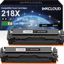 INKCLOUD 218X Black Toner Cartridge High Yield Replacement for HP 218X W2180X 218A W2180A Work with HP Color LaserJet Pro 3201DW MFP 3301FDW 3301SDW 3301CDW Printer, 2Pack