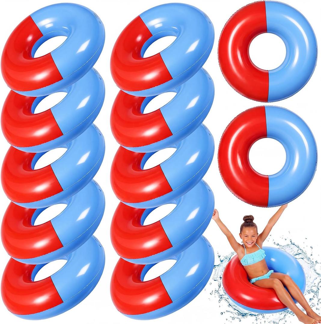 Simgoing 12 Pack Spider Web Pool Floats for Kids 24 Inch Inflatable Swimming Rings Bulk Red Blue Pool Tubes for Boys and Girls Summer Beach Toys Spider Theme Birthday Party Favors