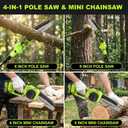 TNELTUEB 4-In-1 Cordless Pole Saw & Mini Chainsaw, 1000W Brushless Motor