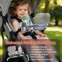 Universal Stroller Snack Tray, 3-in-1 Cup Holder Tray with Clamp & Silicone Arms Grip & Detachable Silicone Tray, Stroller Tray Attachment for Toddler & Kids, Snacking On The Go