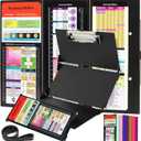 SC Printing World Nursing Clipboard with Nursing and Medical Edition Cheat Sheets 3 Layers Aluminum Foldable Nurse Clip Boards Notepad for Students,Nurses and Doctors (Black)