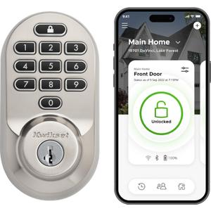 Kwikset Halo Wi-Fi Smart Lock, Keyless Entry Door Deadbolt, Geofence Auto-Unlock, Grade AAA Certified, No Hub Required Easy Install, Satin Nickel, Backlit Keypad