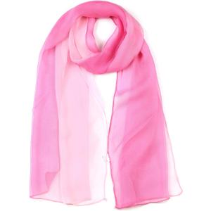 uxcell Long Chiffon Lightweight Sheer Wedding Scarf Silky Gradient Color Party Shawl Spring Summer Beach Wrap for Women (63"x19.6", Pink)