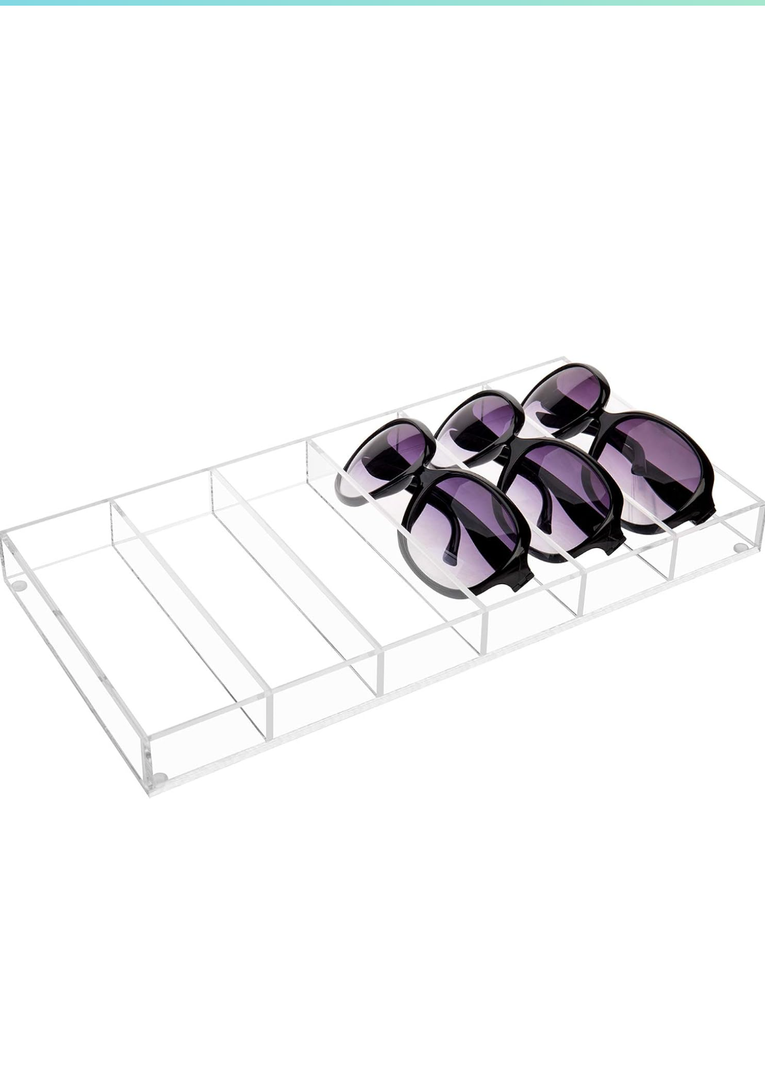 MyGift Acrylic Sunglass Organizer,glasses holder, Eyeglass Case Storage, Eyewear, Jewelry, Makeup and Perfume Display Tray