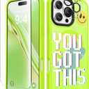 4 x GVIEWIN Magnetic for iPhone 16 Pro Max Case Compatible with Magsafe, [Screen & Camera Lens Protector] Fashion Pattern Translucent Shockproof Phone Cover for 16 Pro Max 6.9" (You Got This/Green)