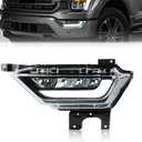 Upgraded LED Fog Lights Compatible with 2021-2023 Fo-rd F150, Left Driver Side Front Bumper Fog Lamp with Clear Lens, OEM# FO2592259 19629200 ML3Z15201C