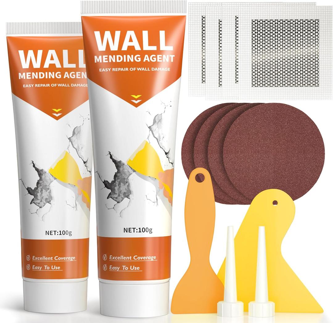 Drywall Repair Kit,Wall Patch Repair Kit,2 Pack Wall Patching Agent,Simple Filling of Wall Holes & Efficient Crack Repair, Plaster Wall Repair,Apartment Friendly