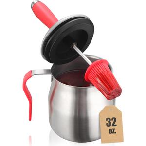 32 OUNCE BBQ Basting Pot with BrushChristmas Grilling Gifts for Men/WomenStainless Steel 304 Barbecue Sauce Container Brush SetAirtight Melting Pot for Grill,KitchenCamping