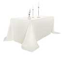 Ascoza 2pack 90x156 Inch Ivory Rectangular Tablecloth 8 Feet Table Cloth in Polyester Fabric for Wedding/Banquet/Restaurant/Parties