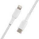 Belkin BoostCharge Nylon Braided USB C to Lightning Cable 6.6ft/2M - MFi Certified 18W Power Delivery iPhone Charger Cord - Apple Charger USB C Cable - Fast Charging for iPhone 14, iPhone 13 - White