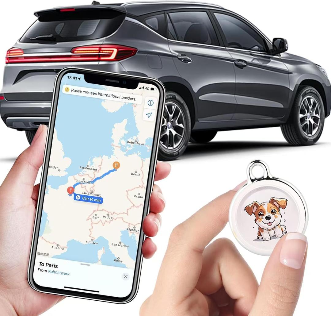 2025 New GPS Tracker for Vehicles Real-Time Global Coverage Tracking Device for Cars, Kids, and Pets | Long Battery Life, No Monthly Fees & No SIM Card Required Dogs Style
