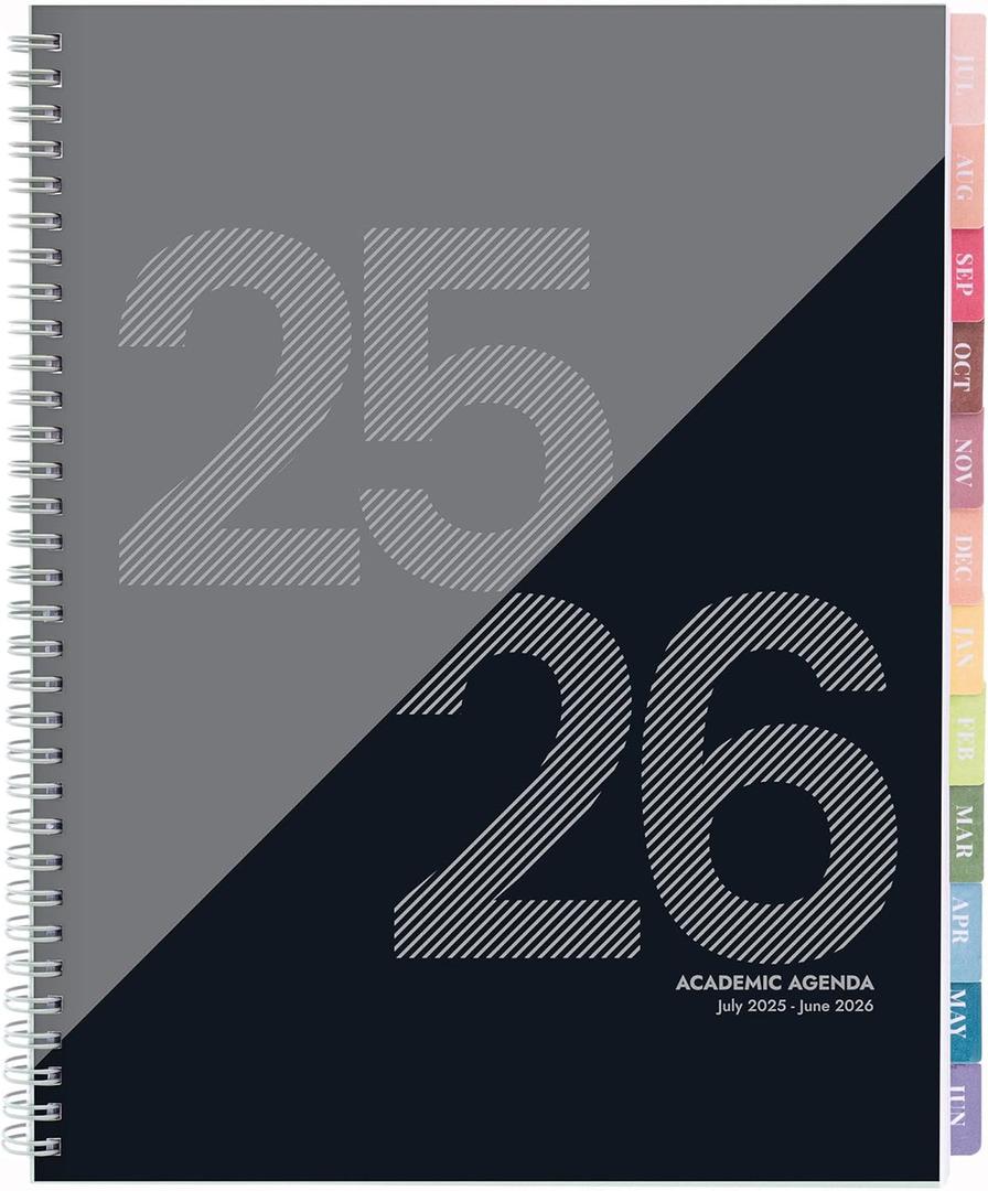 Rileys Academic Planner 2025-2026, Daily, Weekly & Monthly Planner, July 2025 - June 2026, Student Notes Pages, Twin-Wire Binding, Weekly Agenda for School & Work (8.5 x 11-Inches, Black, Geographic)