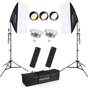 Upgrade LED BulbSoftbox Lighting Kit, Continuous Photography Lighting Kit with 2X175W 3000-6700K E27 LED Bulb, 2x20x28in Soft Box , Photo Studio Lights Equipment for Camera Shooting, Video Recording