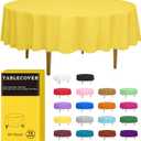 D&Z Plastic Tablecloth Disposable, 12 Pack Yellow Table Cloth Individually Wrapped for Indoor&Outdoor, On-The-Go 84 Table Cover for Round Table Ideal for Party, Birthday, Wedding and Dinner