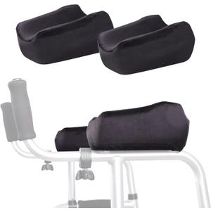 Forearm Pads for Upright Walkers (2Pcs), Soft Shock-Absorbing Foam Arm Rest Cushions for Seniors, Non-Slip Bottom, Washable, Easy Install Stand Up Walker Accessories, Pressure Relief & Walking Support (Black)