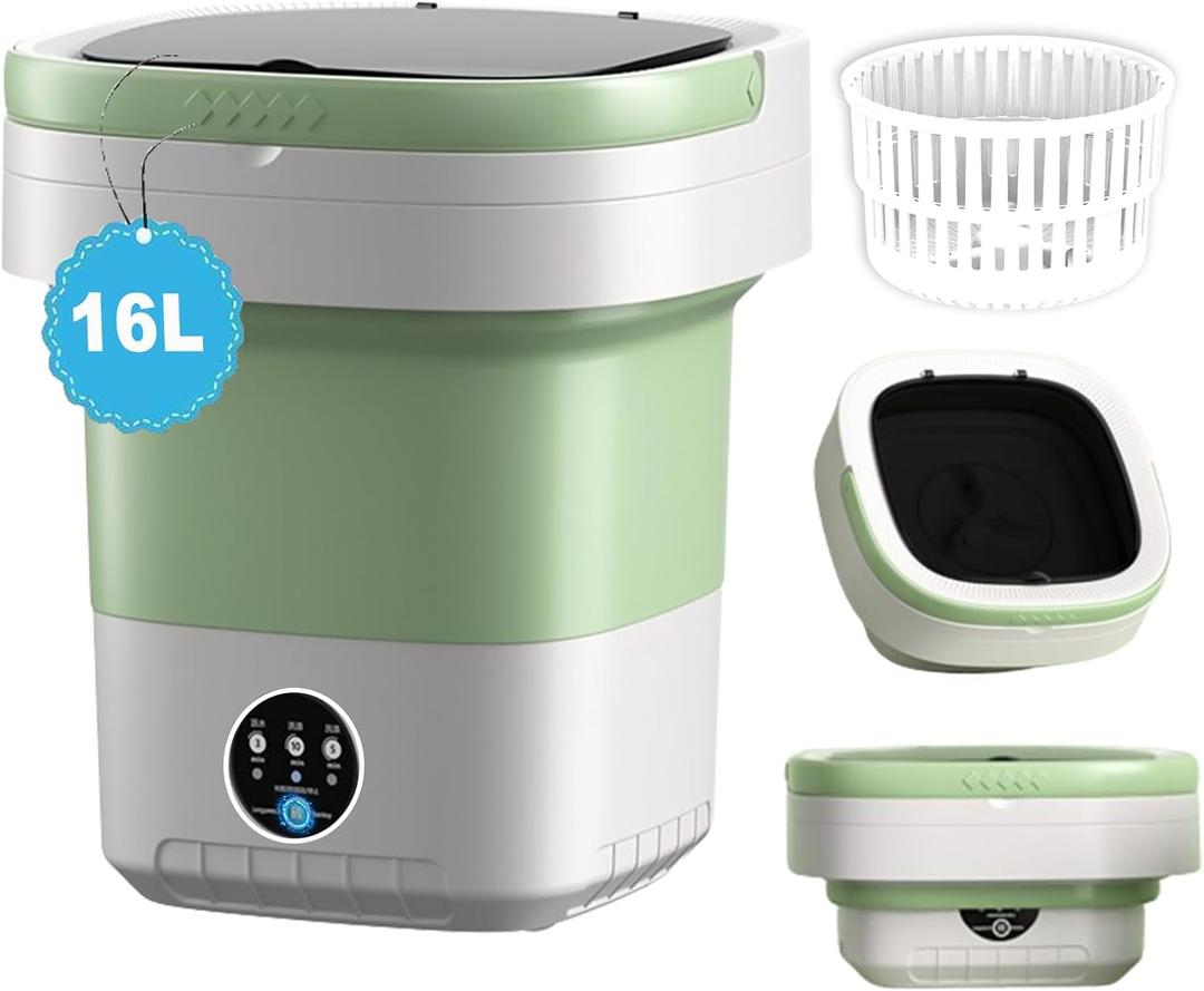 Mini Washing Machine and Dryer,16L Foldable Mini Washer for Underwear,Upgraded Collapsible Washing Machine for Baby Clothes, Socks, Apartment (Green) Mini Washing Machine and Dryer,16L Foldable Mini Washer for Underwear,Upgraded Collapsible Washing Machine for Baby Clothes, Socks, Apartment (Green)