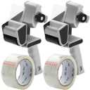 Mr. Pen 2-Inch Black Heavy Duty Packing Tape Dispenser Gun - 2 Pack with 2 Rolls Clear Tape Gun for Packing Boxes & Moving