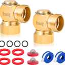 Garden Hose Swivel elbow Connector 90 Degree Solid Brass Pipe Fittings,Brass Replacement Part Swivel,Hose Kink Protector2pcs