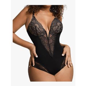 Popilush Shapewear Bodysuits for Women Lace Corset Tops Tummy Control V Neck Sleeveless Body Suit Thongs L