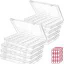 8pack 36 Grids Plastic Clear Organizer Box bead Storage Containers with Adjustable Dividers for Craft Jewelry Fishing Tackles Parts Storage with 8 Sheets Label Stickers